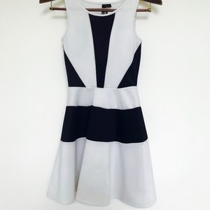 Black & White Symmetrical Block Skater Style Dress